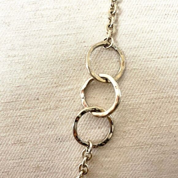 Long silver tone necklace with circles - Picture 5 of 8